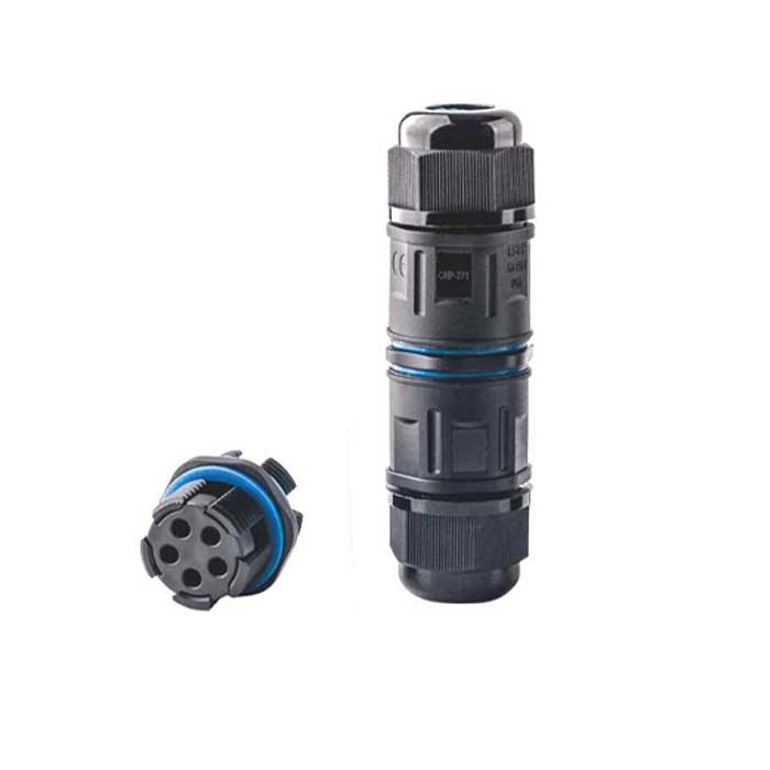 Conector electric impermeabil 4 poli IP68 pentru cablu 5-11mm, carcasa PA66, inel etansare cauciuc