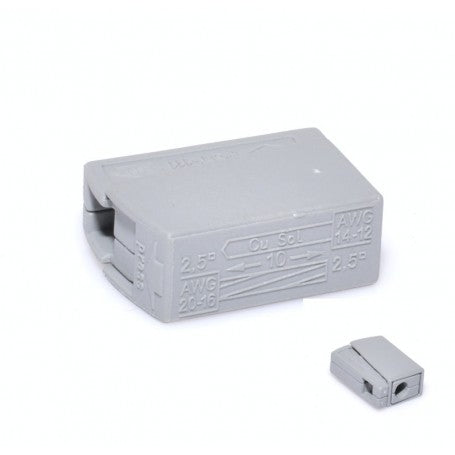 Conector fire compact 0,5-2,5mm cu marcare sectiune, dimensiuni reduse pentru doze inguste