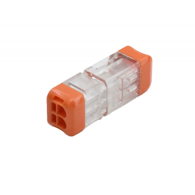 Conector rapid push-in 2 intrari, 250V 24A, carcasa transparenta cu capace portocalii, cablu 0.08-2.5mm2