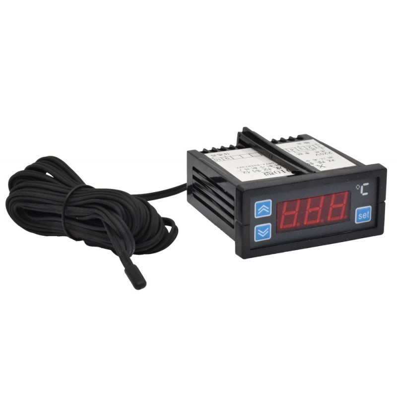 Controler digital de temperatura -50°C +50°C, display LED rosu 3 cifre, montaj panou 74x34mm, senzor cablu 2m