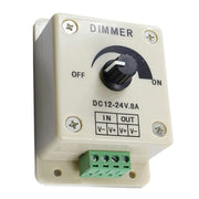 Dimmer manual LED monocrom 12V-24V 8A cu potentiometru rotativ si borne cu surub