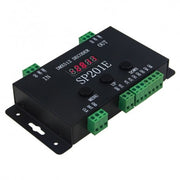 Decoder DMX512 pentru benzi LED pixel adresabil, 5 canale paralele, compatibil WS2812B SK6812, carcasa metalica neagra