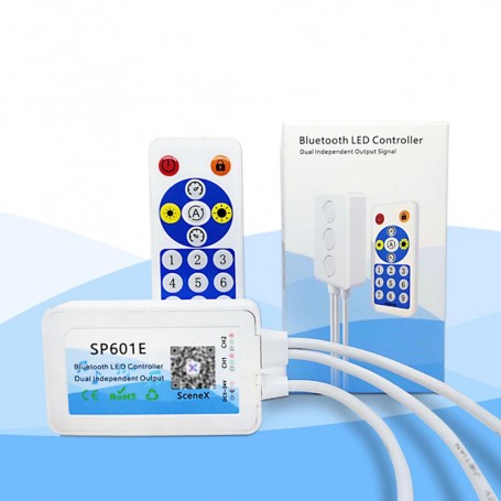 Controller LED pixel Bluetooth dual canal cu telecomanda RF si cutie de ambalaj inclusa
