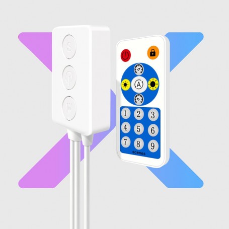 Controller LED pixel Bluetooth cu telecomanda RF, design compact alb, 2 canale independente