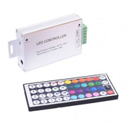 Controller RGB 12-24V 24A cu telecomanda IR 44 taste, carcasa metalica aluminiu, pentru benzi LED multicolore