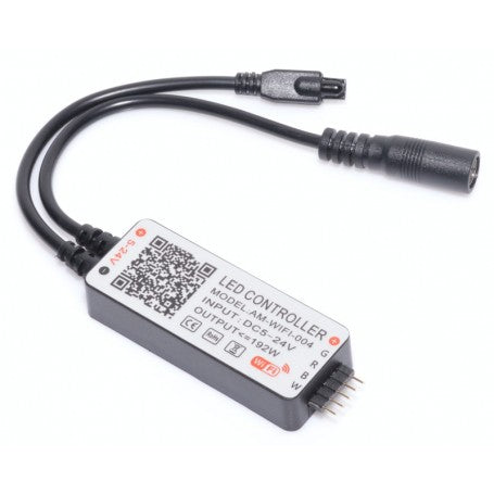 Controller WiFi RGBW pentru banda LED, input 5-24V, 192W, cu mufa DC si conector 4 pini