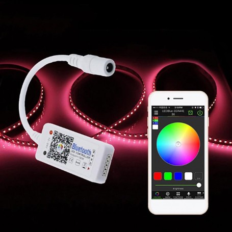 Controller RGBW mini cu Bluetooth controlat din aplicatie smartphone, compatibil benzi LED RGB