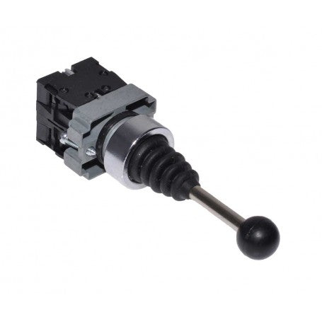 Joystick industrial 2 pozitii, vedere din spate cu corp metalic si maneta inclinata