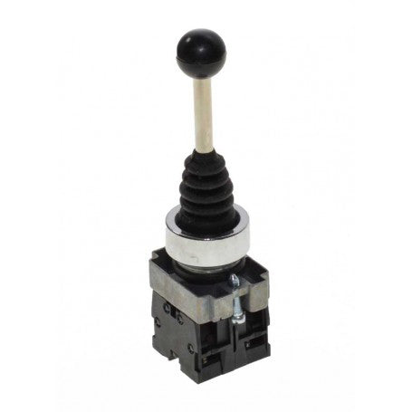 Controller joystick 2 pozitii cu revenire, montaj 22mm, 3A, carcasa metalica cromata