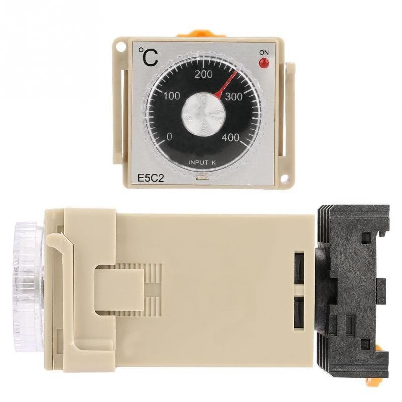 Controler mecanic temperatura 0-400°C, alimentare 220V, senzor tip K, montaj panou 48x48mm, cu soclu