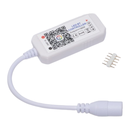 Controller RGBW Bluetooth pentru banda LED, alimentare 5-24V DC, putere 192W, conector 5 pini inclus
