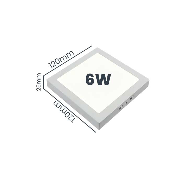 Aplica LED patrata aparenta 6W cu dimensiuni 120x120x25mm vizibile