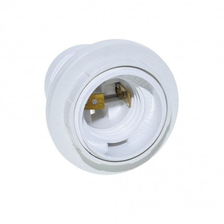 Dulie alba E27 cu fusta din plastic, max 60W, contact metalic aurit, montaj prin filet exterior