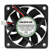Ventilator DC 24V cooler 60x60x15 mm, 2.16W, sleeve bearing, conector 2 pini, carcasa ABS neagra