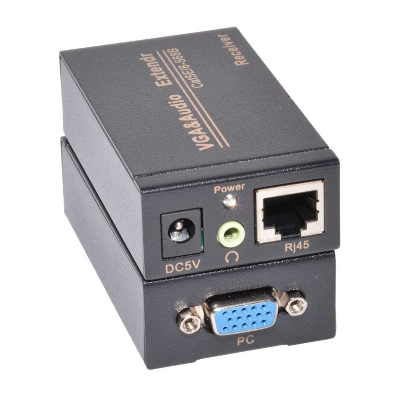 Extender VGA cu audio prin UTP pana la 100m, receptor cu port RJ45, DC5V si conector VGA, compatibil Cat5E/6