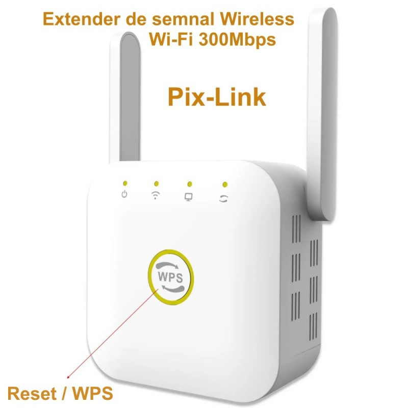 Repetitor WiFi 300Mbps cu buton Reset/WPS si indicatoare LED pe panou frontal