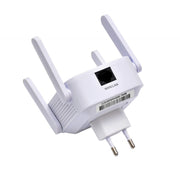 Repetor Wi-Fi 300Mbps cu 4 antene si port WAN/LAN, montaj in priza, extender semnal wireless