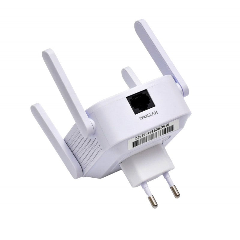 Repetor Wi-Fi 300Mbps cu 4 antene si port WAN/LAN, montaj in priza, extender semnal wireless
