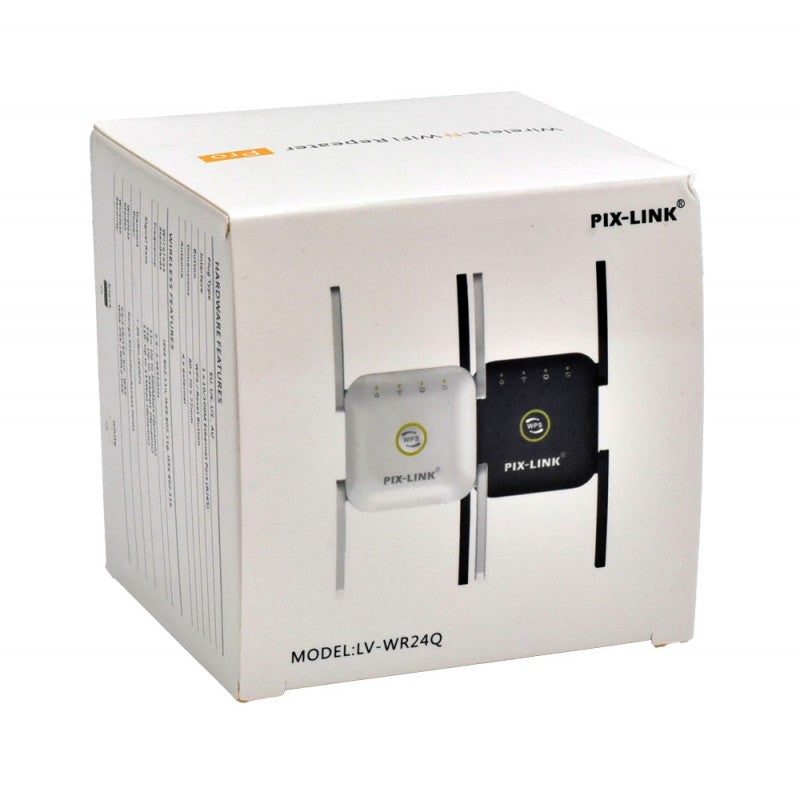 Cutie ambalaj repetor wireless N 300Mbps cu 4 antene, variante alb si negru