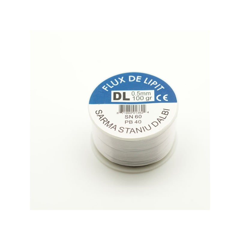 Sarma fludor de lipit subtire 0.5mm, rola compacta 100g, aliaj SN60/PB40