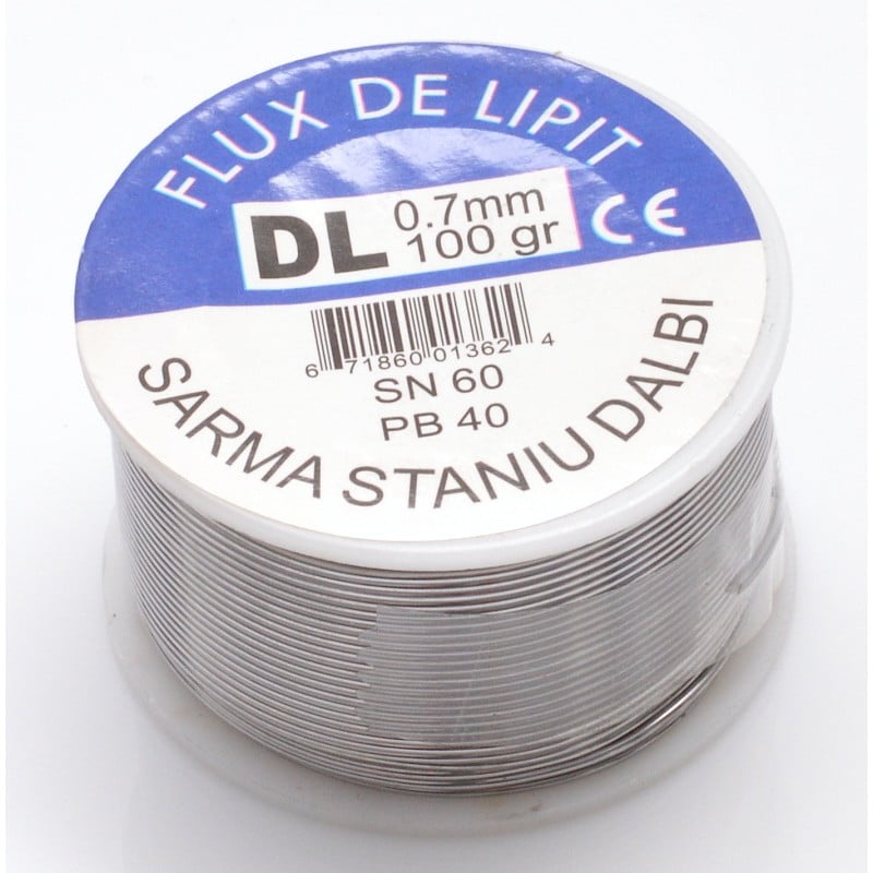 Sarma fludor de lipit cu pasta, aliaj SN60/PB40, diametru 0.7mm, rola 100g
