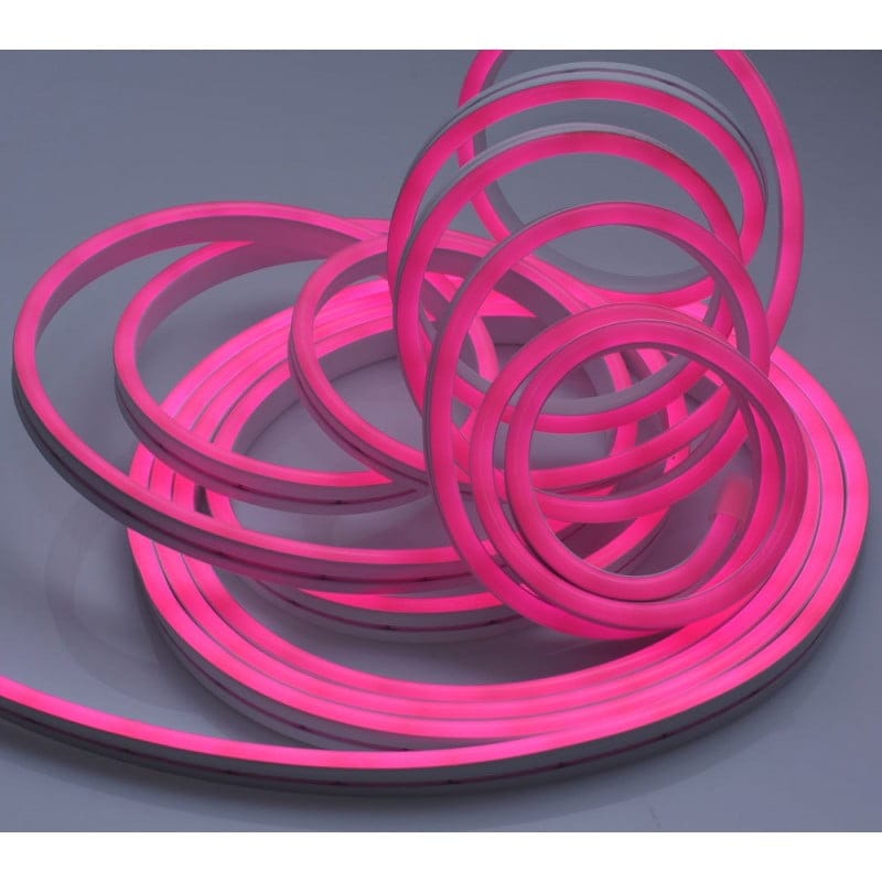 Banda LED neon roz flexibila desfasurata, profil plat din silicon, usor de modelat manual