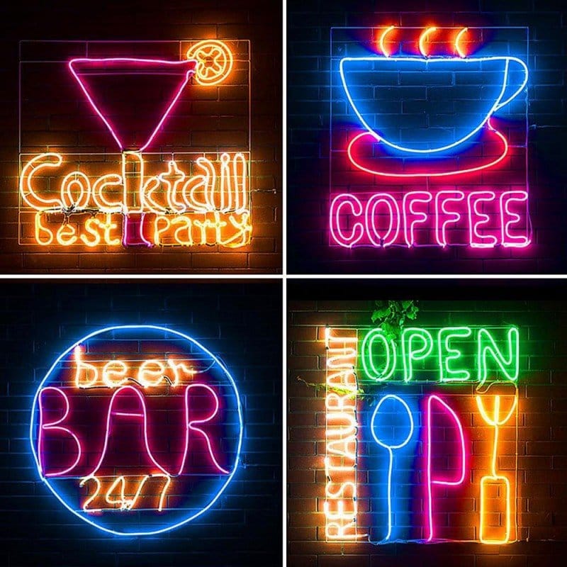 Exemple de aplicatii decorative cu banda LED neon flexibila pentru baruri, cafenele si restaurante