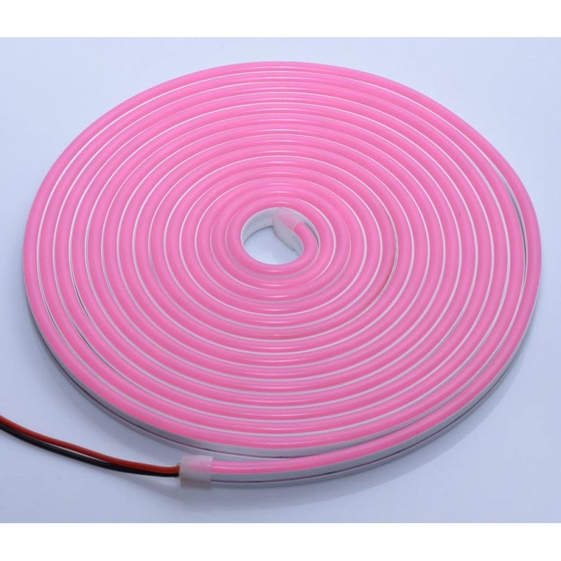 Banda LED neon roz rulata, conector dublu vizibil, 120 LED-uri SMD 2835 pe metru