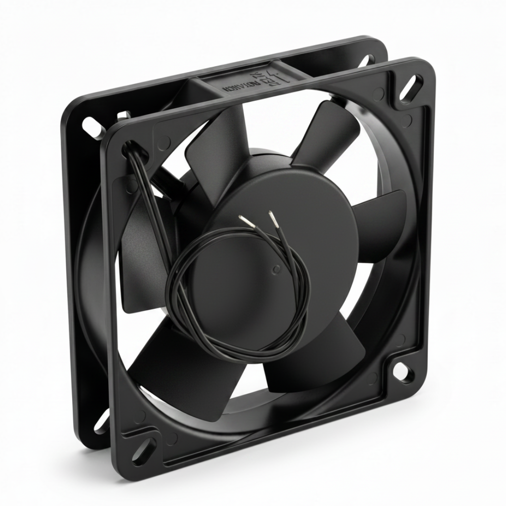 Ventilator cu rulmenti 110x110 mm vazut din spate, fire cu capete libere pentru conectare directa