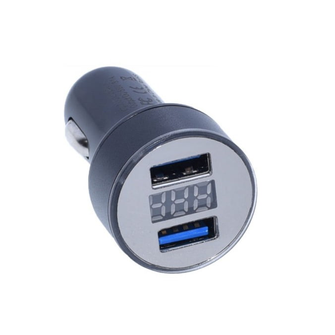 Incarcator auto dual USB 3.1A cu voltmetru LED integrat, intrare 12V/24V, design compact pentru bricheta