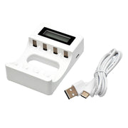 Incarcator acumulatori AA/AAA cu afisaj LCD, intrare 5V 2A USB-C, compatibil Ni-MH/Ni-CD, 4 sloturi