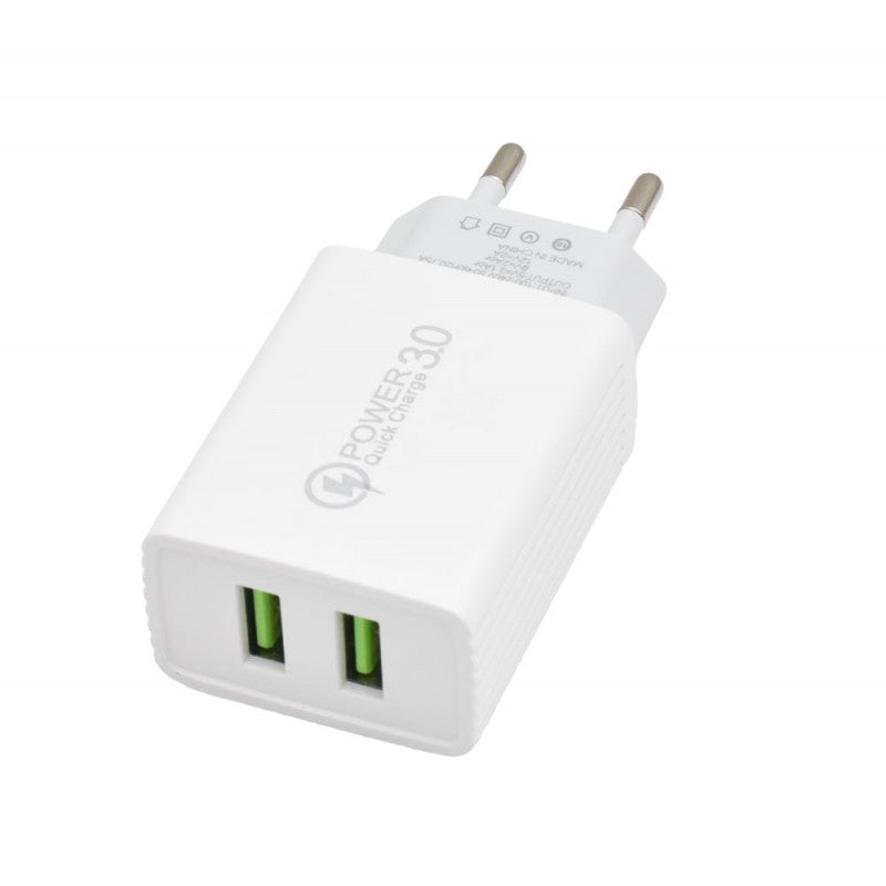 Incarcator retea dual USB Quick Charge 3.0, 3.1A, 220V, cu 2 porturi USB si stecher EU integrat