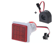 Indicator digital LED 3 in 1 voltmetru ampermetru frecventa, montaj 22mm, 60-500V AC, 0-100A, rosu, cu bobina CT