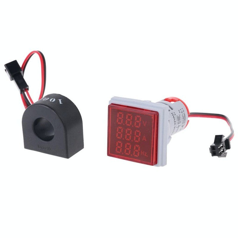 Kit complet indicator digital 3 in 1 rosu si bobina CT 100A, desfacut, gata de montaj in tablou electric
