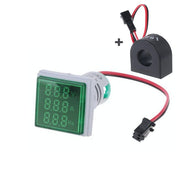 Indicator digital 3 in 1 voltmetru ampermetru frecventa LED verde 22mm, 60-500V AC, 0-100A, cu bobina transformator inclusa