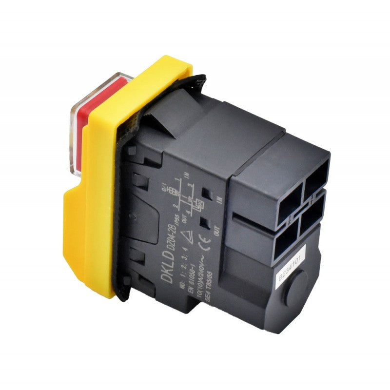 Intrerupator electromagnetic 4P 10A 240V, vedere spate cu borne de intrare-iesire si carcasa neagra ABS