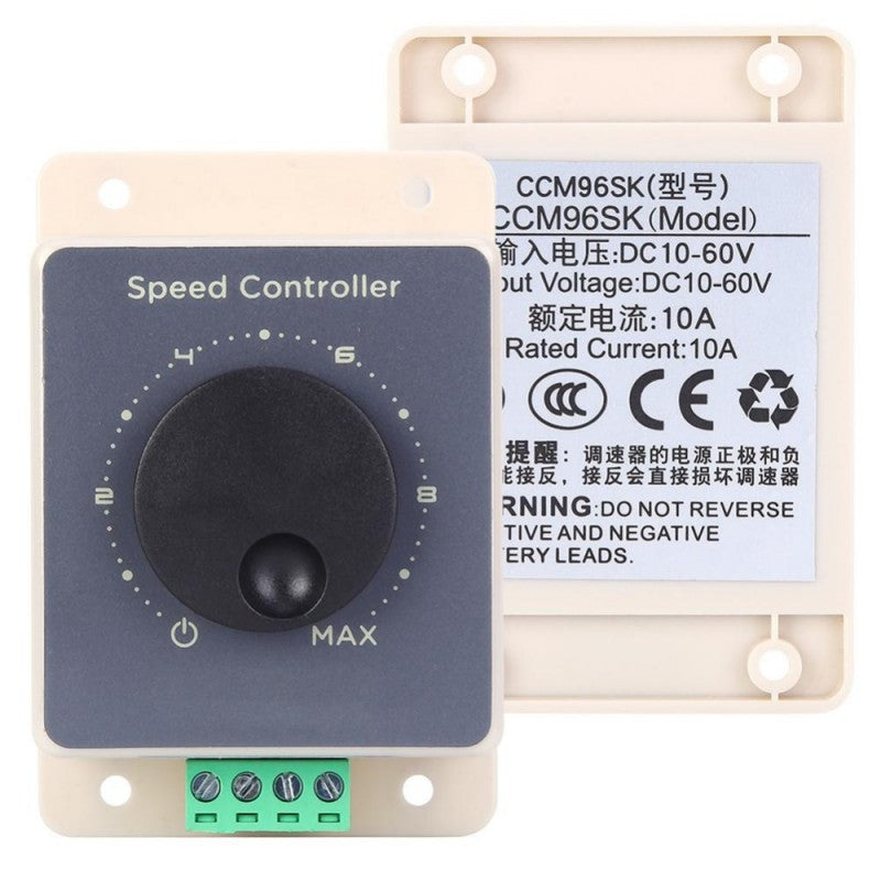 Controler turatie DC fata si spate cu eticheta tehnica 10-60V 10A