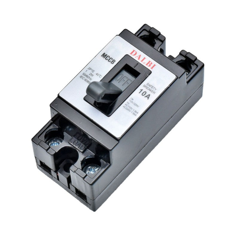 intrerupator circuit mini MCCB 10A bipolar 220V, montaj surub, carcasa ignifuga, pozitie OFF