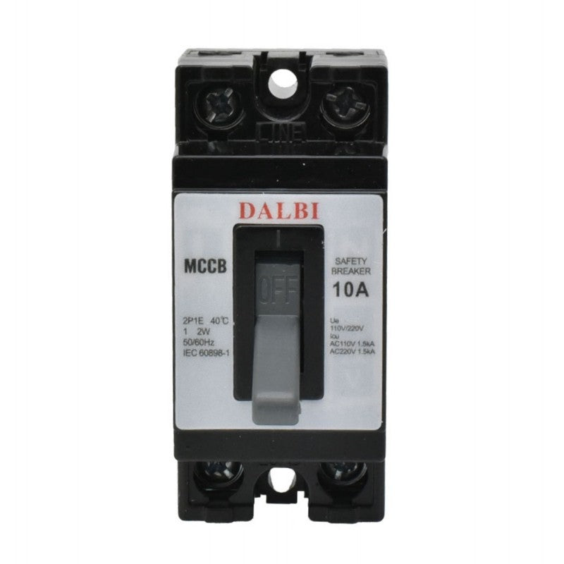 intrerupator MCCB 10A vedere frontala, maneta OFF, 2P1E 50/60Hz, AC 110V/220V 1.5kA