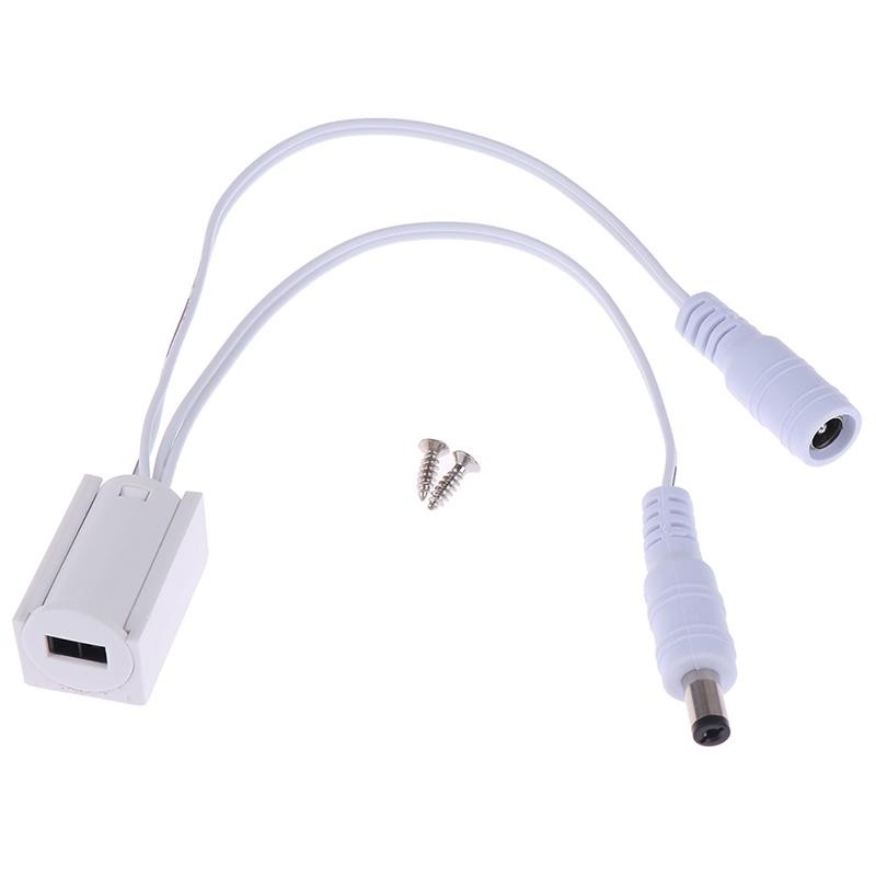 Continut pachet intrerupator senzor banda LED: modul senzor, mufe DC si suruburi de fixare incluse
