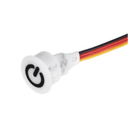 Intrerupator touch dimabil 13mm, 12V DC, 2.5A, cu simbol power si cablu 4 fire, carcasa alba