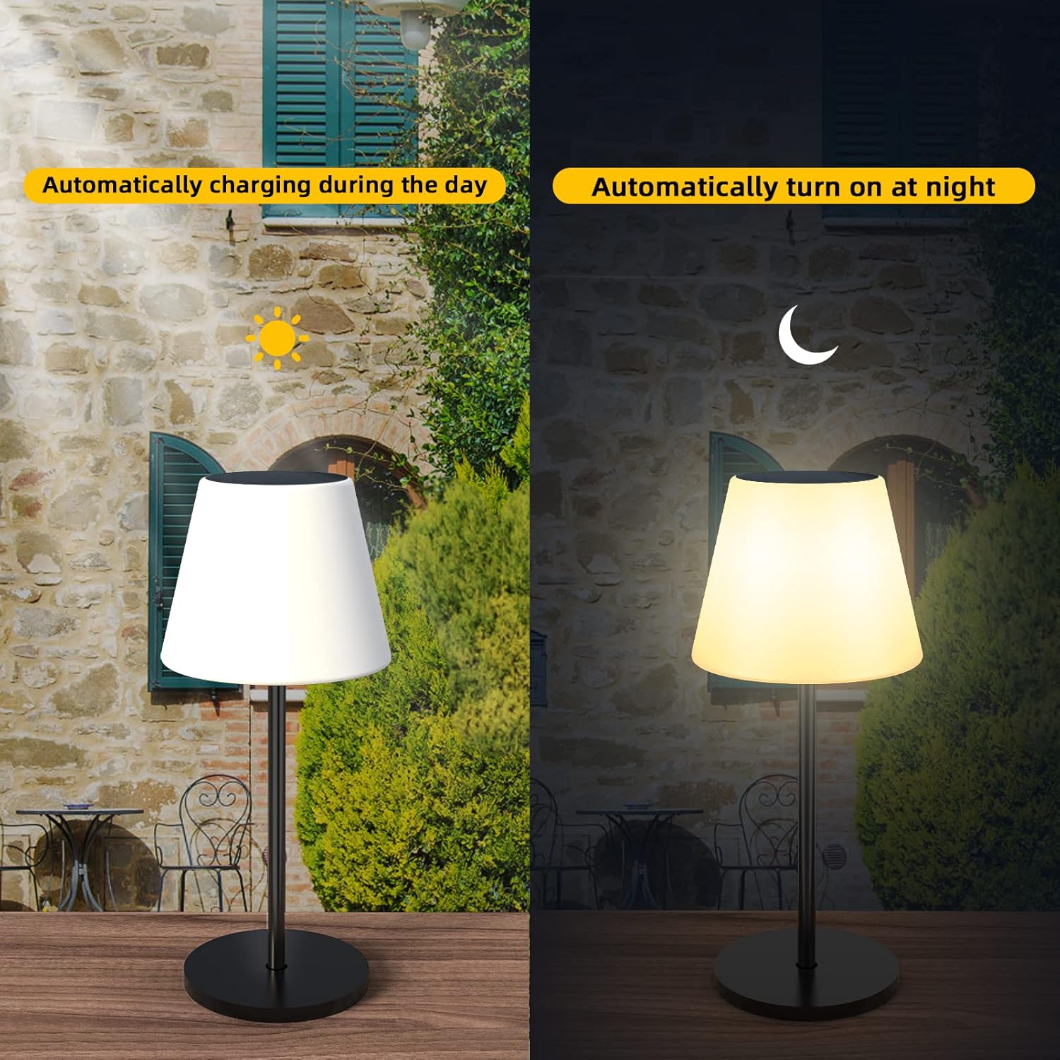 Lampa de masa solara IP65 cu incarcare automata ziua si aprindere automata noaptea, exterior