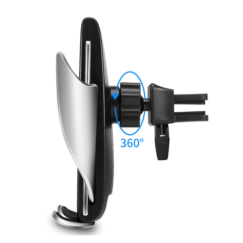 Suport auto wireless cu rotatie 360 grade la articulatie, fixare stabila pe grila de ventilatie