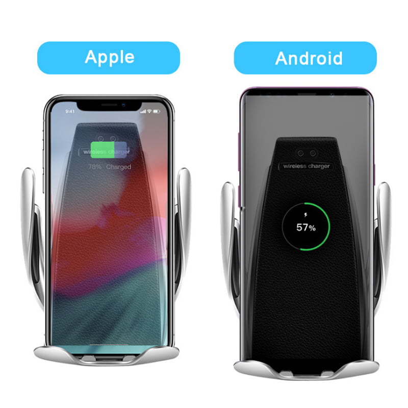 Suport auto wireless compatibil iOS si Android, incarcare 7.5W si 10W, afisare nivel baterie pe ecran