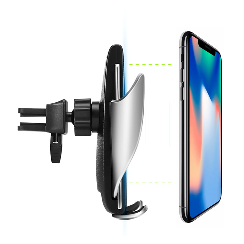 Suport auto wireless cu brat lateral deschis, compatibil telefoane 4-6.5 inch, fixare pe grila ventilatie