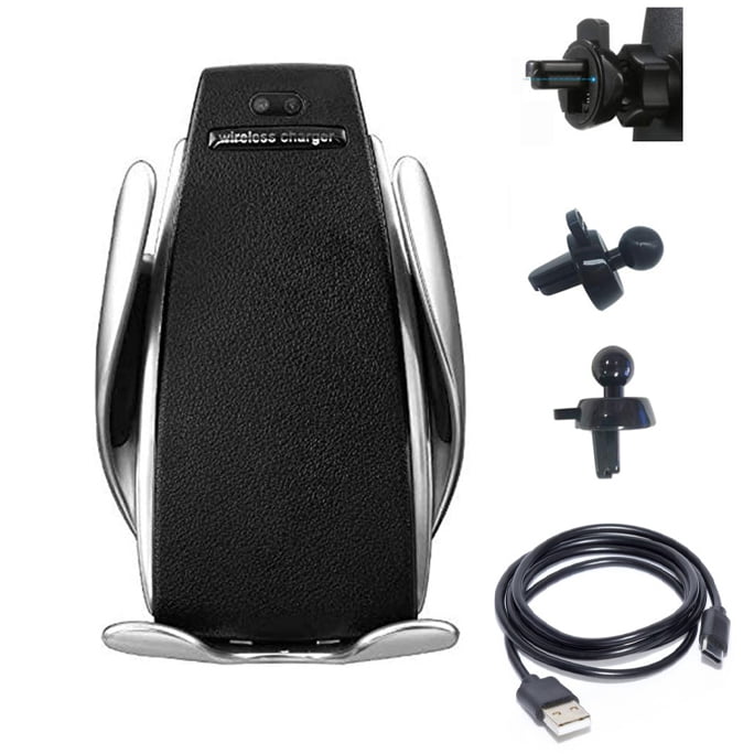 Suport auto wireless 10W cu accesorii incluse: adaptoare montaj si cablu USB