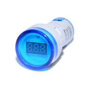 Voltmetru digital LED albastru, 20-500V AC, protectie IP65, montaj 22mm, afisaj cifre mari