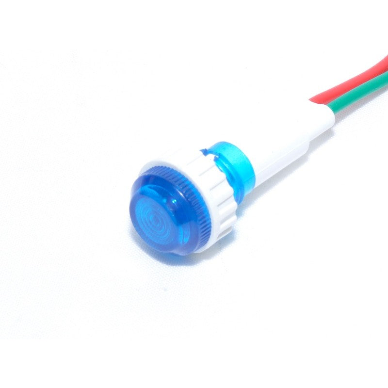 Indicator martor 12V cu bec albastru si fire pre-instalate, pentru semnalizare prezenta curent in panouri electrice