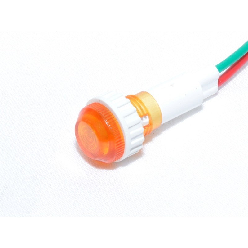 Indicator martor cu bec portocaliu 12V AC, fire pre-cablate 15 cm, montaj panou de control