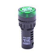 Indicator martor LED verde cu buzzer sonor, 220V AC, 20mA, montaj panou 22mm